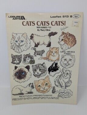 Cats Cats Cats! Cross Stitch Pattern Mini Series #13 Leisure Arts 513